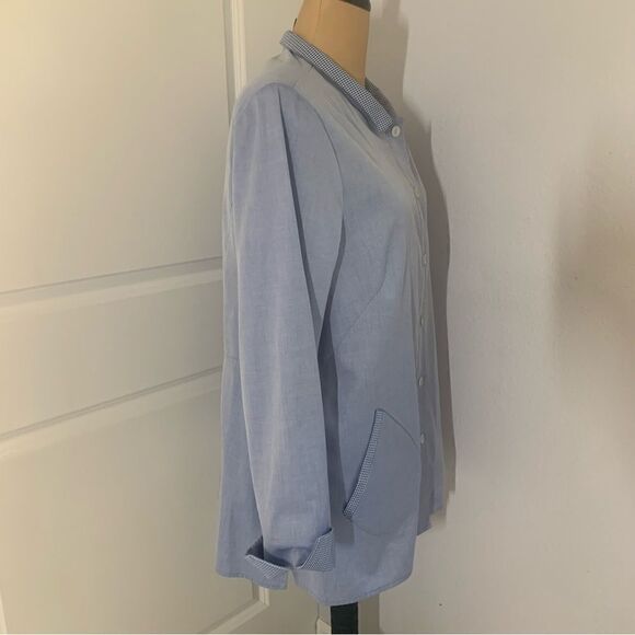 Nina Mclemore 100% Cotton Light Blue Button Down Collared Dress Shirt - Picture 6 of 7
